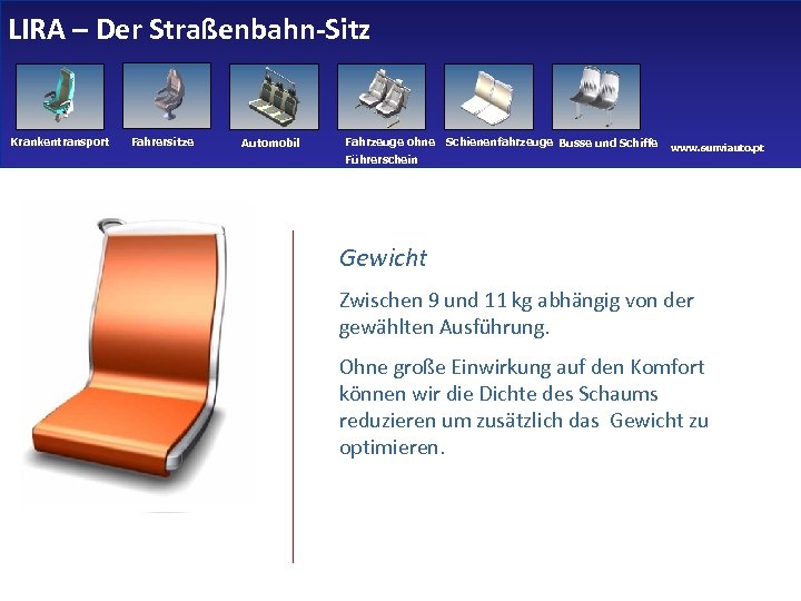 LIRA – Der Straßenbahn-Sitz Krankentransport Fahrersitze Automobil Fahrzeuge ohne Führerschein Schienenfahrzeuge Busse und Schiffe