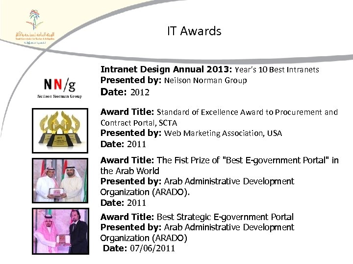 IT Awards Intranet Design Annual 2013: Year's 10 Best Intranets Presented by: Neilson Norman