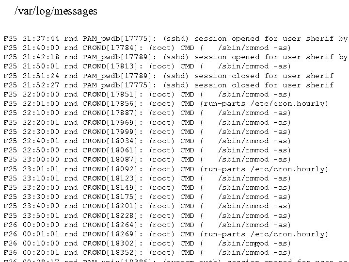 /var/log/messages F 25 F 25 F 25 F 25 F 25 F 26 21: