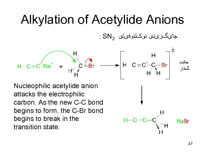 Alkylation of Acetylide Anions : SN 2 ﺟﺎیگﺰیﻨی ﻧﻮکﻠﺌﻮﻓیﻠی ﺣﺎﻟﺖ گﺬﺍﺭ Nucleophilic acetylide anion