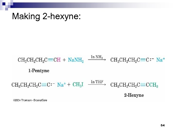 Making 2 -hexyne: 64 