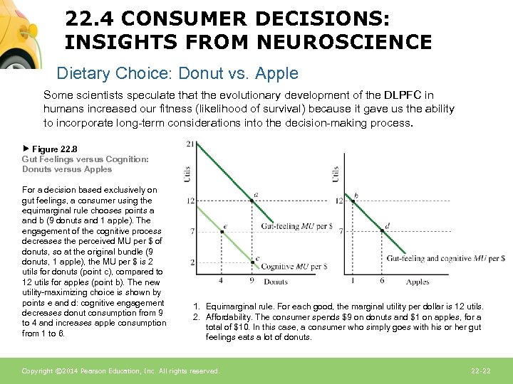 22. 4 CONSUMER DECISIONS: INSIGHTS FROM NEUROSCIENCE Dietary Choice: Donut vs. Apple Some scientists