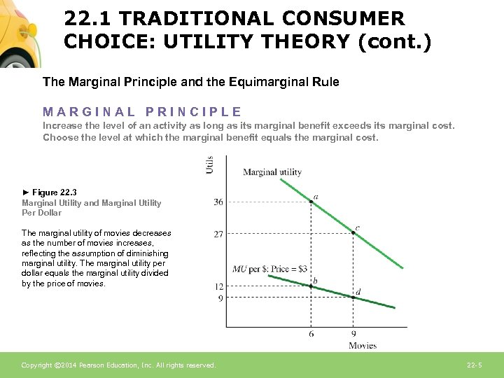 22. 1 TRADITIONAL CONSUMER CHOICE: UTILITY THEORY (cont. ) The Marginal Principle and the