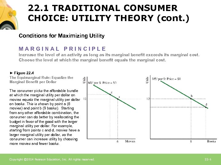 22. 1 TRADITIONAL CONSUMER CHOICE: UTILITY THEORY (cont. ) Conditions for Maximizing Utility MARGINAL