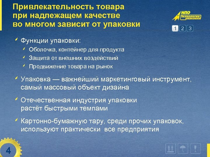 Привлекательность товара при надлежащем качестве во многом зависит от упаковки 1 2 3 Функции