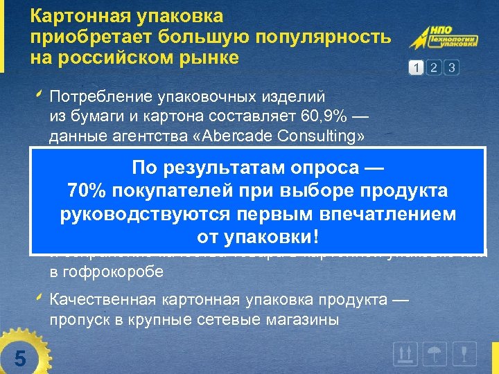 Картонная упаковка приобретает большую популярность на российском рынке 1 2 3 Потребление упаковочных изделий