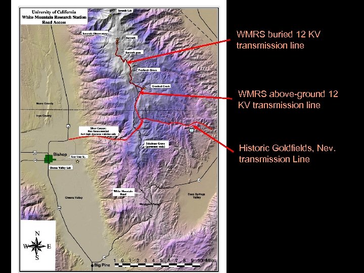 WMRS buried 12 KV transmission line WMRS above-ground 12 KV transmission line Historic Goldfields,