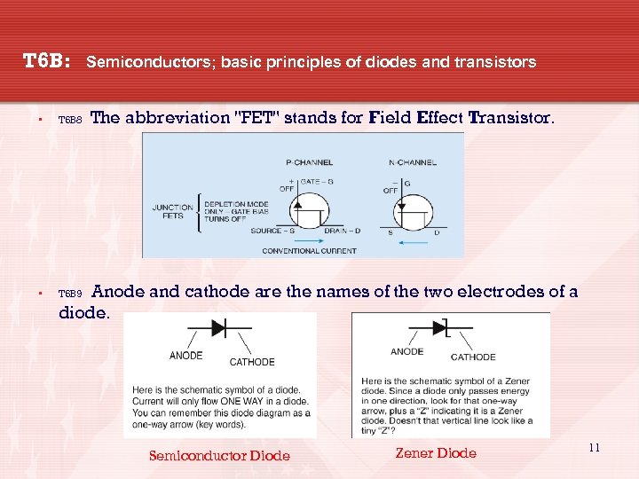 T 6 B: • T 6 B 8 • Semiconductors; basic principles of diodes