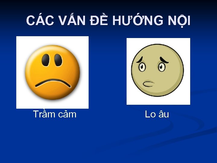 CÁC VẤN ĐỀ HƯỚNG NỘI Trầm cảm Lo âu 