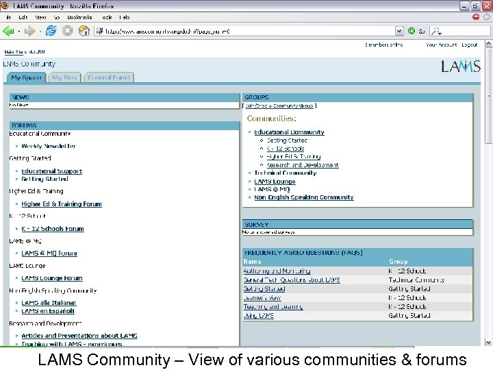 LAMS Community – View of various communities & forums 
