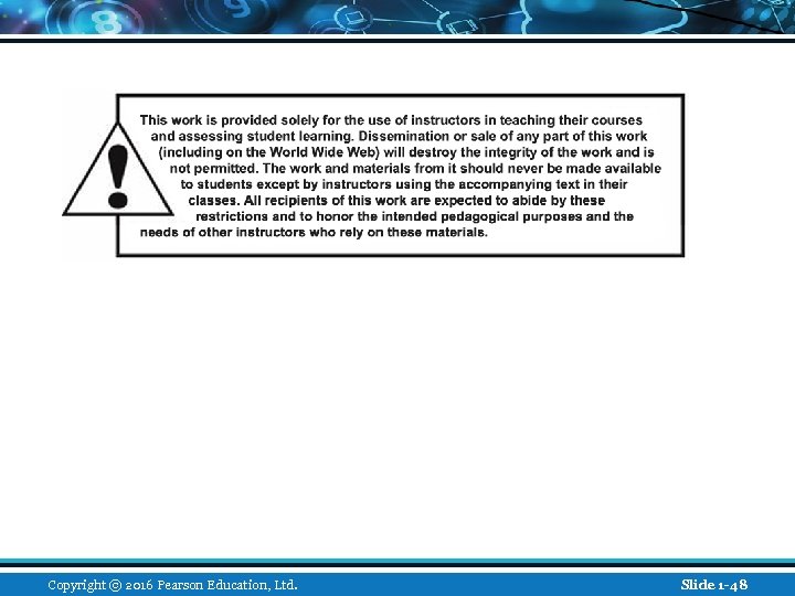 Copyright © 2016 Pearson Education, Ltd. Slide 1 -48 