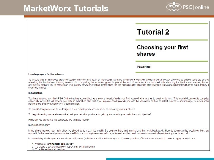 Market. Worx Tutorials 