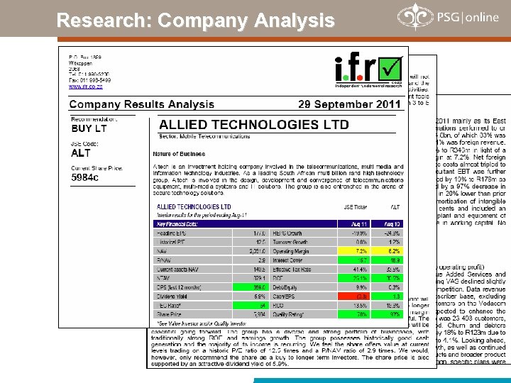 Research: Company Analysis 