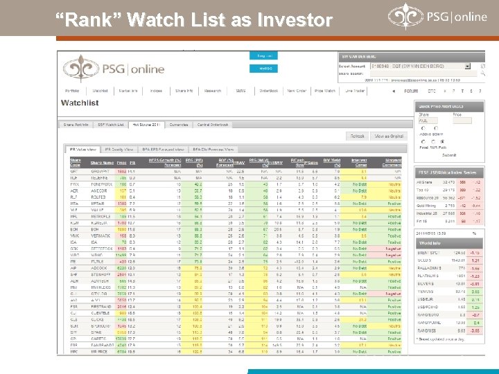 “Rank” Watch List as Investor 