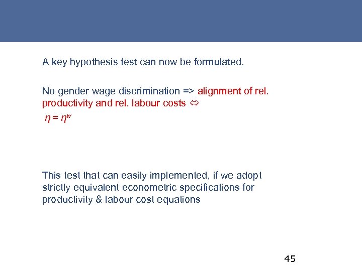 A key hypothesis test can now be formulated. No gender wage discrimination => alignment