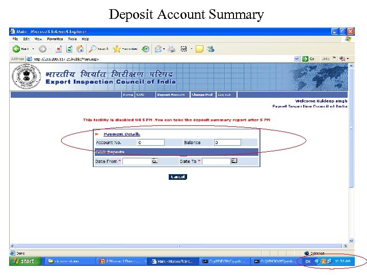 Deposit Account Summary 