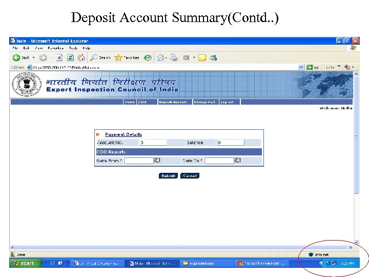 Deposit Account Summary(Contd. . ) 
