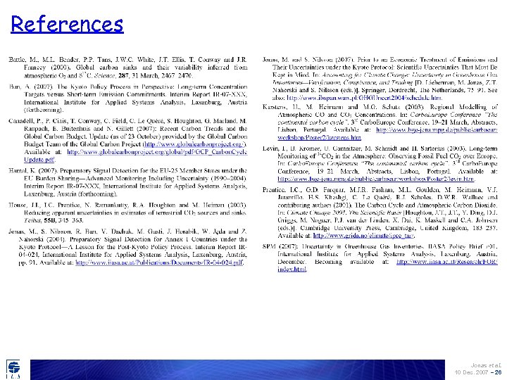 References Jonas et al. 10 Dec. 2007 – 26 