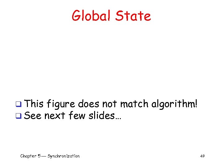Global State q This figure does not match algorithm! q See next few slides…