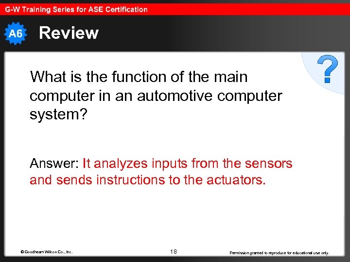 Review What is the function of the main computer in an automotive computer system?