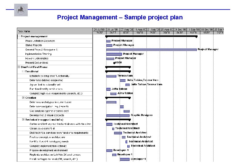 Project Management – Sample project plan 
