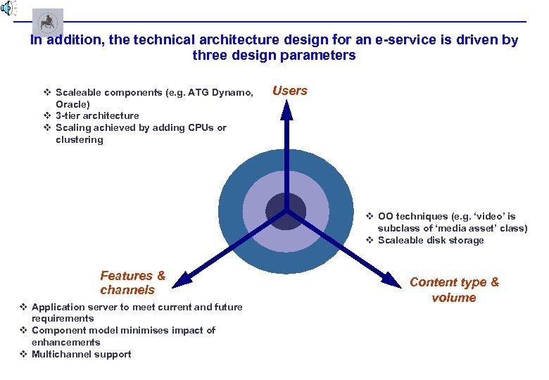 In addition, the technical architecture design for an e-service is driven by three design