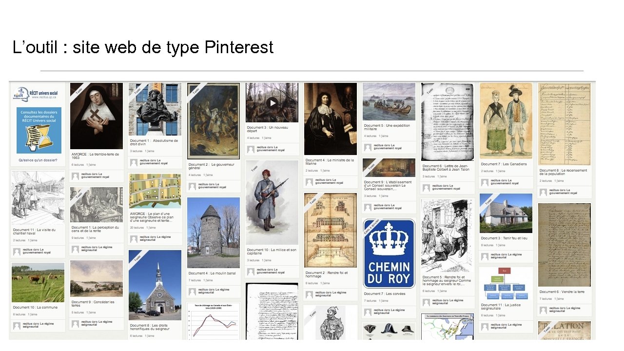 L’outil : site web de type Pinterest 