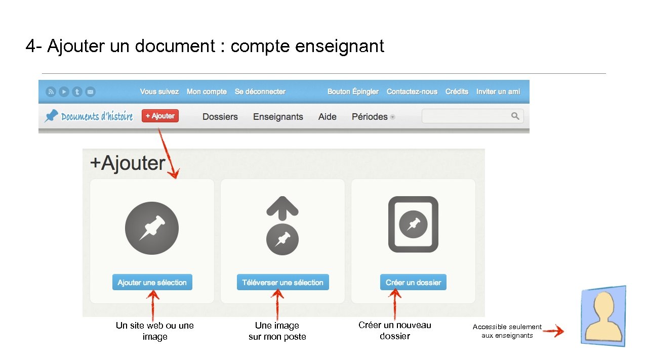 4 - Ajouter un document : compte enseignant Un site web ou une image