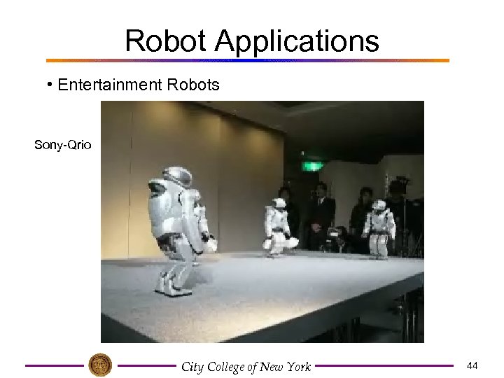 Robot Applications • Entertainment Robots Sony-Qrio City College of New York 44 