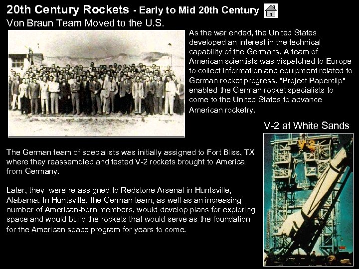 20 th Century Rockets - Early to Mid 20 th Century Von Braun Team