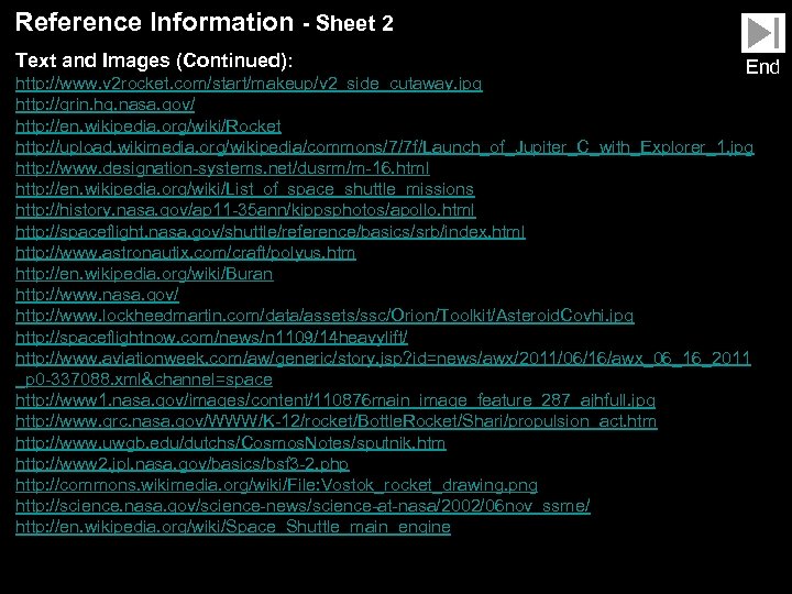 Reference Information - Sheet 2 Text and Images (Continued): End http: //www. v 2