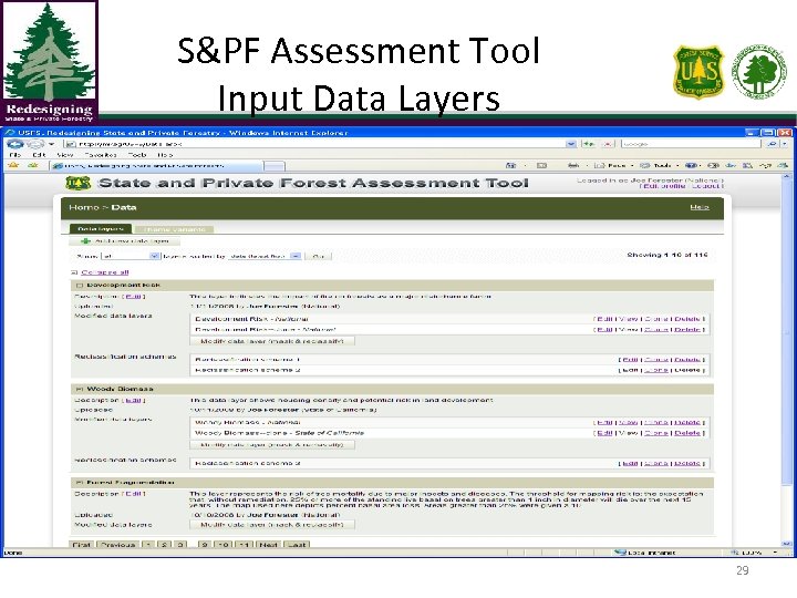 S&PF Assessment Tool Input Data Layers 29 