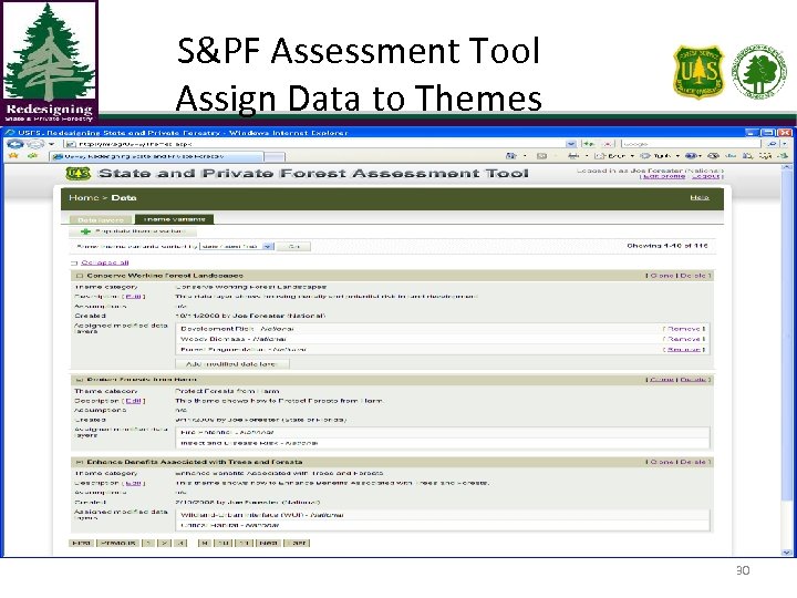 S&PF Assessment Tool Assign Data to Themes 30 