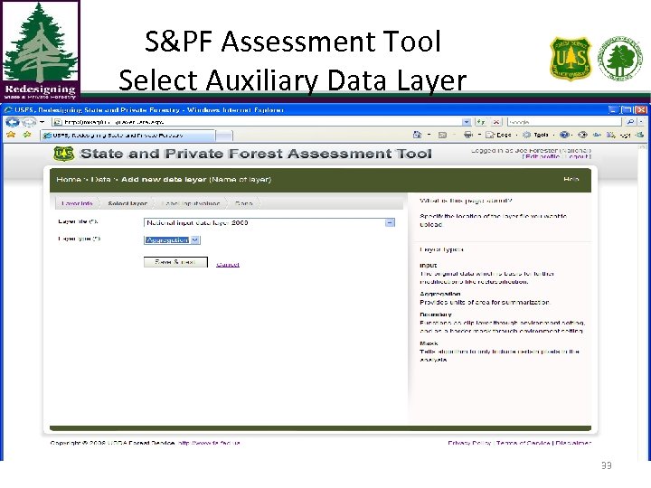 S&PF Assessment Tool Select Auxiliary Data Layer 33 