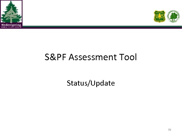 S&PF Assessment Tool Status/Update 39 