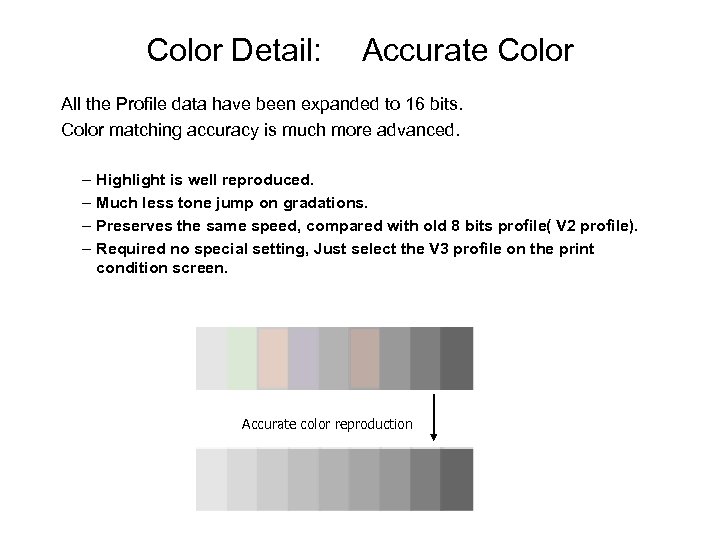 Color Detail: Accurate Color All the Profile data have been expanded to 16 bits.