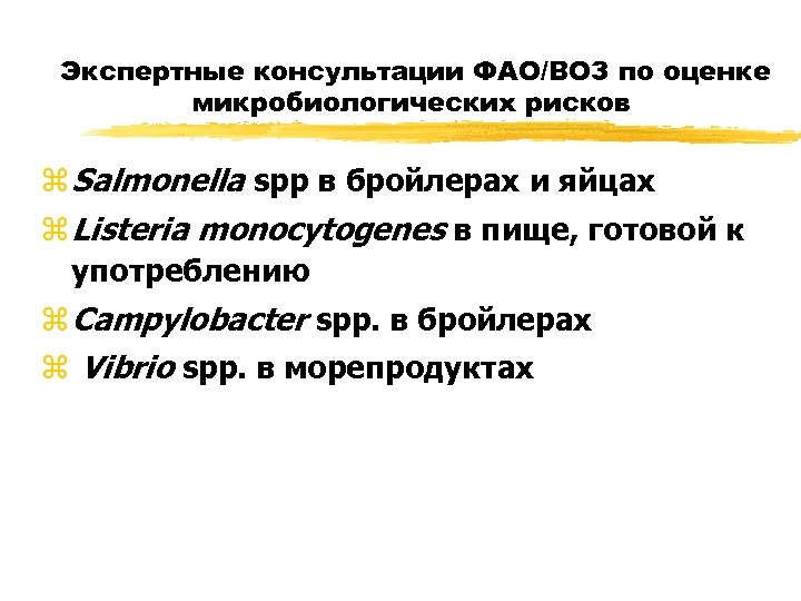 Экспертные консультации ФАО/ВОЗ по оценке микробиологических рисков z Salmonella spp в бройлерах и яйцах