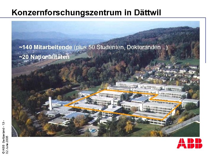 Konzernforschungszentrum in Dättwil ~140 Mitarbeitende (plus 50 Studenten, Doktoranden. . ) © ABB Switzerland