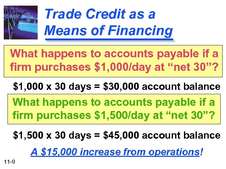 Trade Credit as a Means of Financing What happens to accounts payable if a