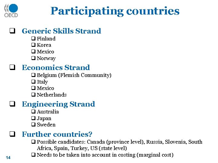 Participating countries q Generic Skills Strand q Finland q Korea q Mexico q Norway