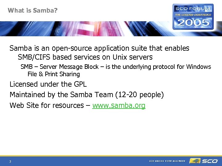 What is Samba? Samba is an open-source application suite that enables SMB/CIFS based services