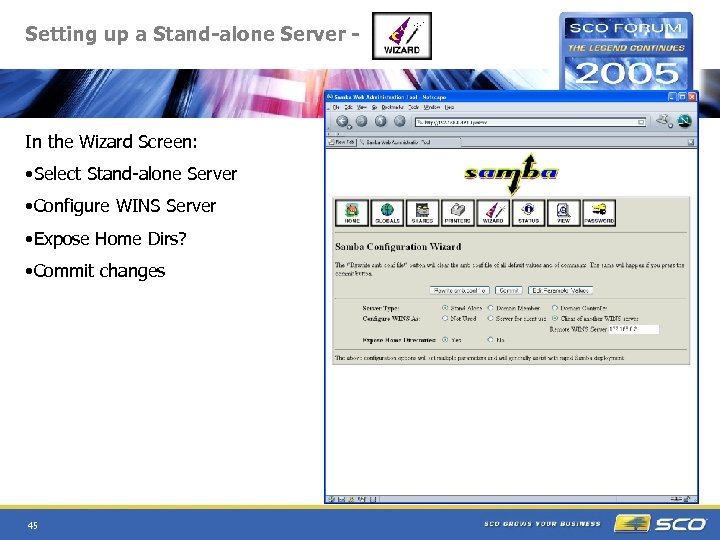 Setting up a Stand-alone Server - In the Wizard Screen: • Select Stand-alone Server