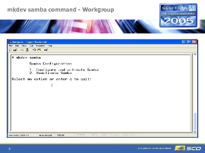 mkdev samba command - Workgroup 9 