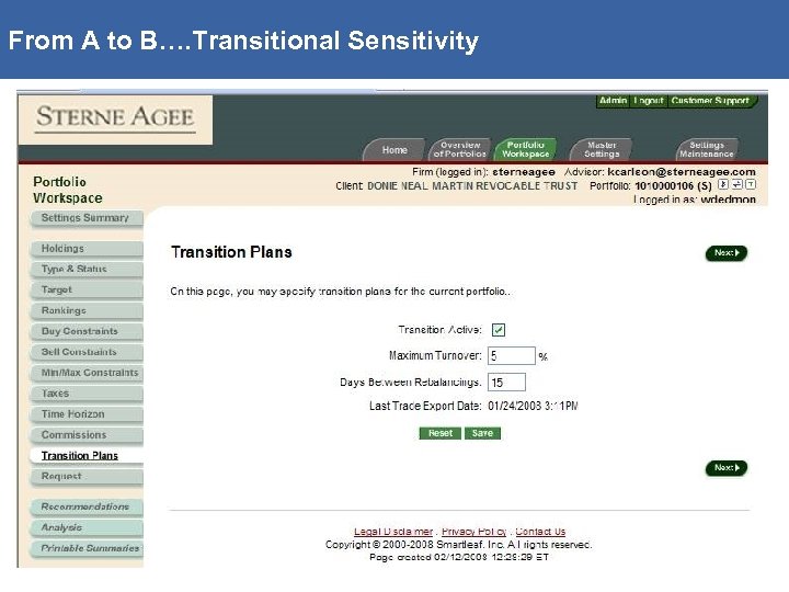 From A to B…. Transitional Sensitivity 