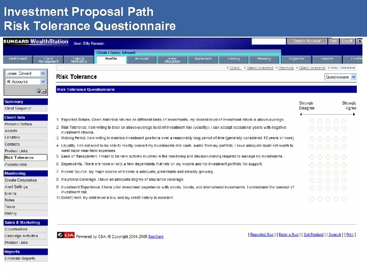 Investment Proposal Path Risk Tolerance Questionnaire 