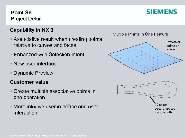 Point Set Project Detail Capability in NX 6 § Associative result when creating points
