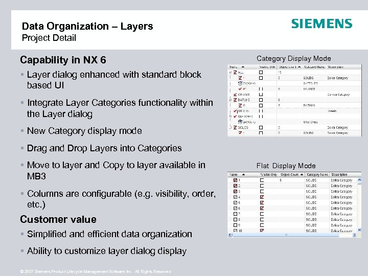 Data Organization – Layers Project Detail Capability in NX 6 Category Display Mode §