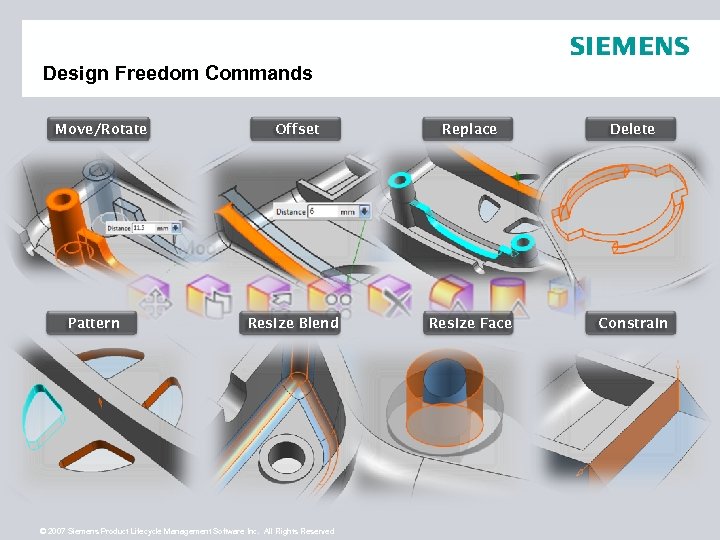 Design Freedom Commands Move/Rotate Pattern Offset Replace Delete Resize Blend Resize Face Constrain ©