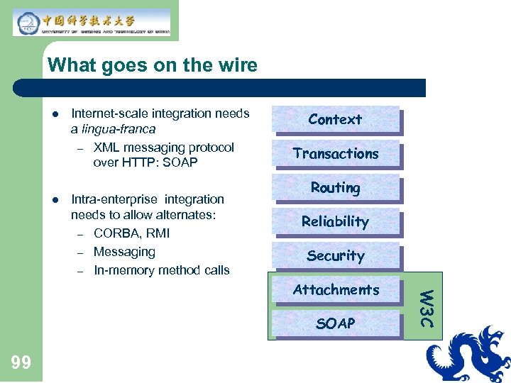 What goes on the wire l l Internet-scale integration needs a lingua-franca – XML