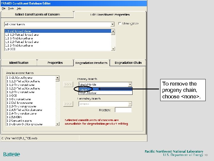 To remove the progeny chain, choose <none>. 10 